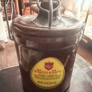 Brown Ceramic Cheese Crock Jar - Brown